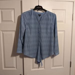 Talbots button down XL petites blue print blouse
